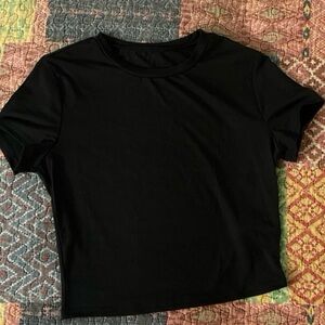 SHEIN Navy blue Short Sleeve Crop Top